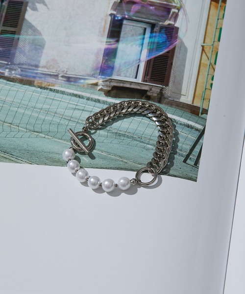 JUNRED（ジュンレッド）の「パールチェーンブレスレット（ブレスレット・メンズ・シルバー/シルバー系その他・FREE）」の2枚目の写真