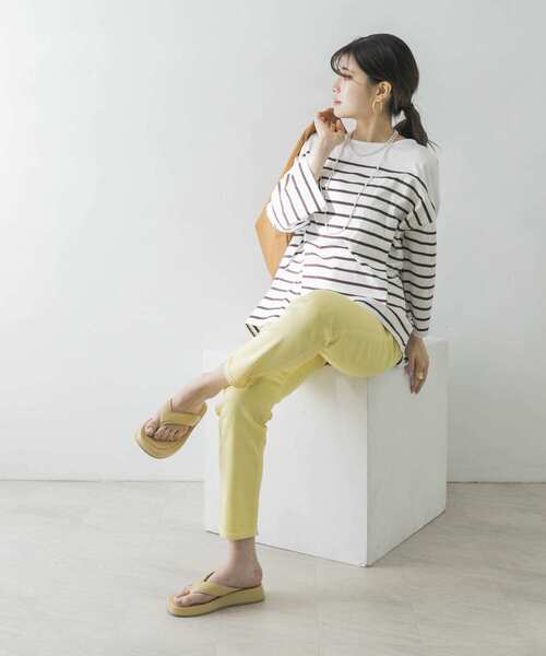 URBAN RESEARCH（アーバンリサーチ）の「7分袖パネルボーダーカットソー（Tシャツ/カットソー・レディース・ブラック/ブラウン/レッド・FREE）」の20枚目の写真