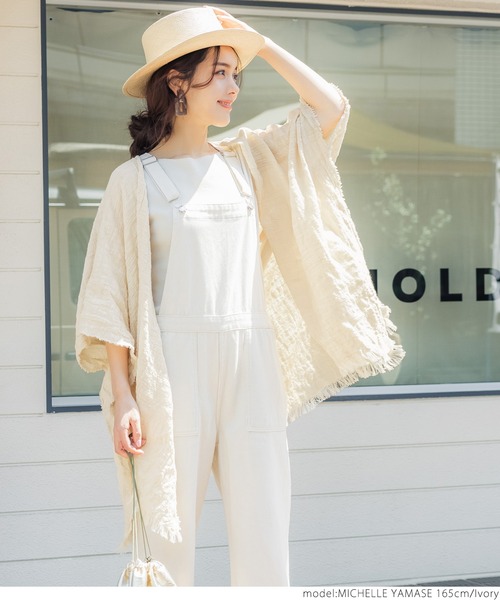 coca（coca）（コカ）の「＼＼新色登場／／ガーゼタッチサマーポンチョ（ポンチョ・レディース・ブラウン/アイボリー/チャコールグレー/ストライプ・ONE SIZE）」の15枚目の写真