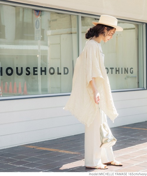 coca（coca）（コカ）の「＼＼新色登場／／ガーゼタッチサマーポンチョ（ポンチョ・レディース・ブラウン/アイボリー/チャコールグレー/ストライプ・ONE SIZE）」の12枚目の写真