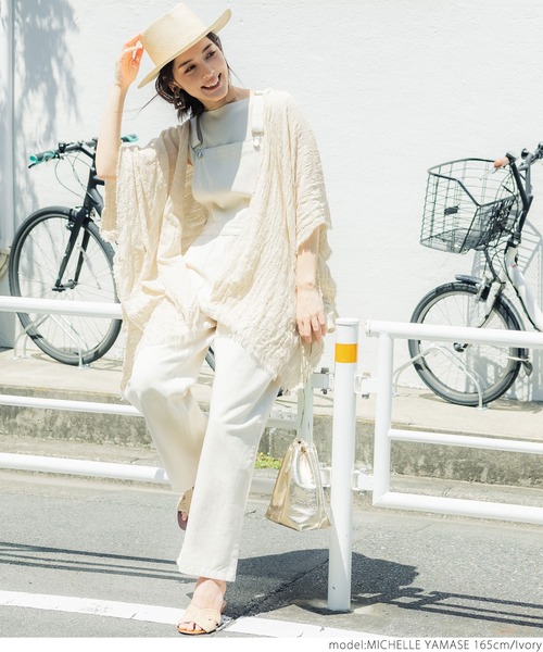 coca（coca）（コカ）の「＼＼新色登場／／ガーゼタッチサマーポンチョ（ポンチョ・レディース・ブラウン/アイボリー/チャコールグレー/ストライプ・ONE SIZE）」の21枚目の写真