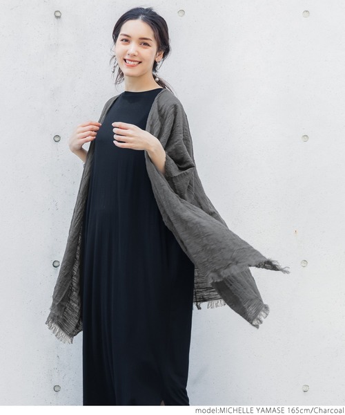 coca（coca）（コカ）の「＼＼新色登場／／ガーゼタッチサマーポンチョ（ポンチョ・レディース・ブラウン/アイボリー/チャコールグレー/ストライプ・ONE SIZE）」の16枚目の写真