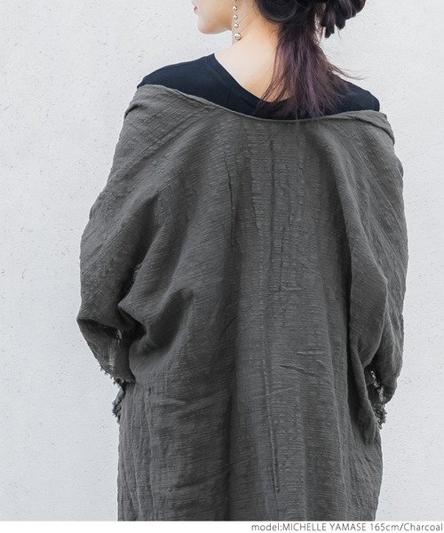 coca（coca）（コカ）の「＼＼新色登場／／ガーゼタッチサマーポンチョ（ポンチョ・レディース・ブラウン/アイボリー/チャコールグレー/ストライプ・ONE SIZE）」の19枚目の写真