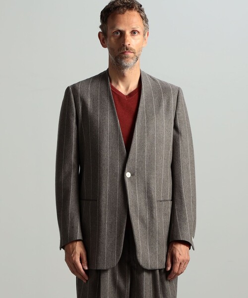 HAVERSACK(ハバーザック)の「HAVERSACK ATTIRE ウールカシミヤ ノーカラージャケット(ノーカラージャケット・メンズ・グレー系その他2・M/S)」の2枚目の写真