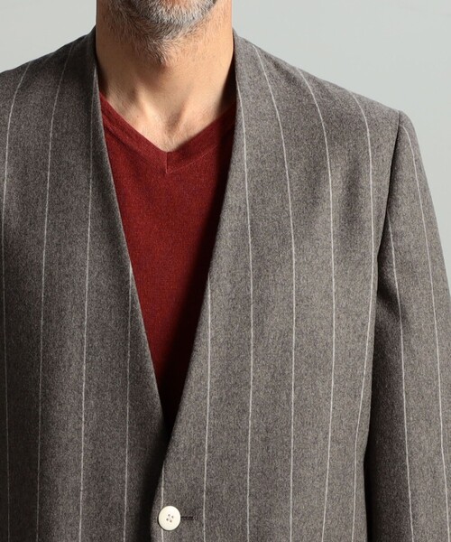 HAVERSACK(ハバーザック)の「HAVERSACK ATTIRE ウールカシミヤ ノーカラージャケット(ノーカラージャケット・メンズ・グレー系その他2・M/S)」の6枚目の写真