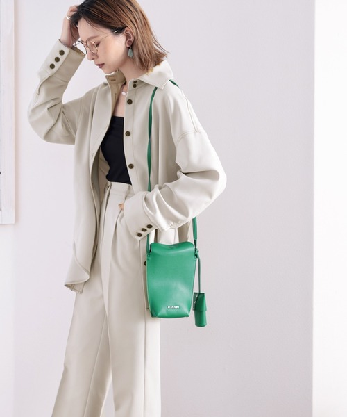 classicalelf(クラシカルエルフ)の「セットアップがキマる。配色ステッチオーバーシャツ(その他アウター・レディース・ライトグレー/ベージュ・MEDIUM/LARGE/X-LARGE)」の9枚目の写真