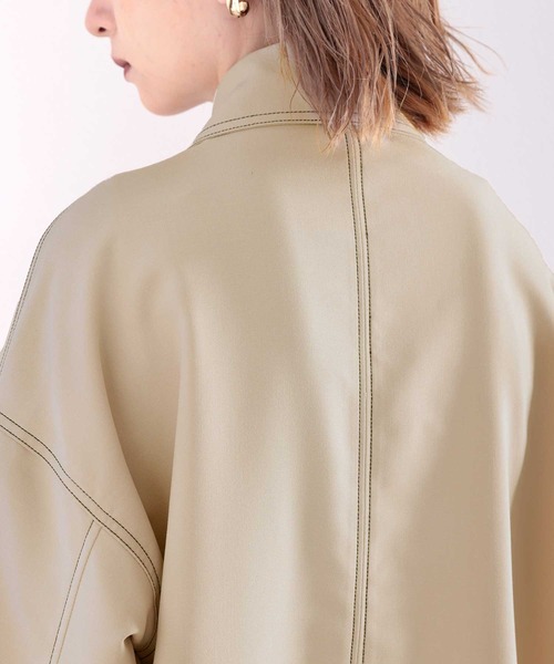 classicalelf(クラシカルエルフ)の「セットアップがキマる。配色ステッチオーバーシャツ(その他アウター・レディース・ライトグレー/ベージュ・MEDIUM/LARGE/X-LARGE)」の5枚目の写真