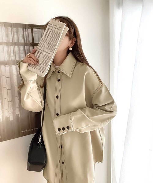 classicalelf(クラシカルエルフ)の「セットアップがキマる。配色ステッチオーバーシャツ(その他アウター・レディース・ライトグレー/ベージュ・MEDIUM/LARGE/X-LARGE)」の13枚目の写真