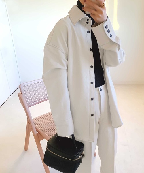 classicalelf(クラシカルエルフ)の「セットアップがキマる。配色ステッチオーバーシャツ(その他アウター・レディース・ライトグレー/ベージュ・MEDIUM/LARGE/X-LARGE)」の17枚目の写真