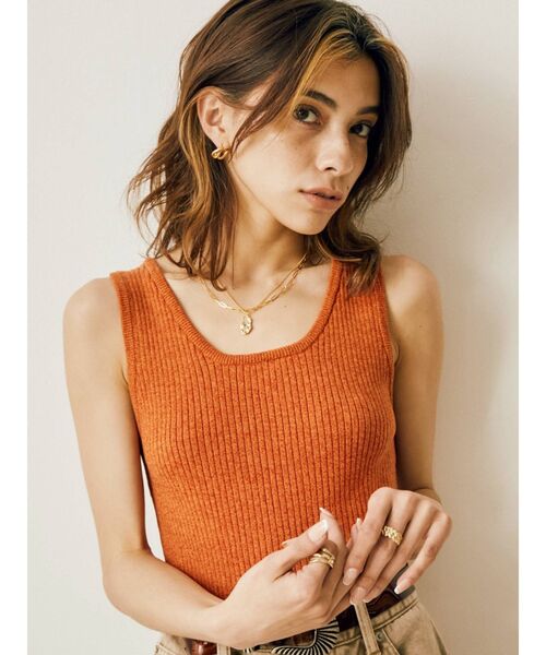 EVRIS（エヴリス）の「メランジニットタンク（ニット/セーター・レディース・オレンジ/ベージュ/ブラック・FREE）」の16枚目の写真