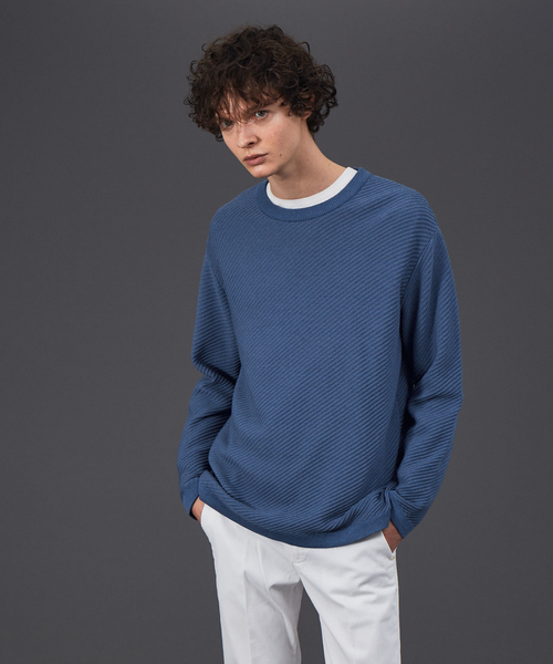 ABAHOUSE(アバハウス)の「ナナメ リンクス プルオーバー ニット(ニット/セーター・メンズ・ダークブラウン/スモークピンク/グレイッシュベージュ/グレイッシュブルー・44/46/48)」の3枚目の写真