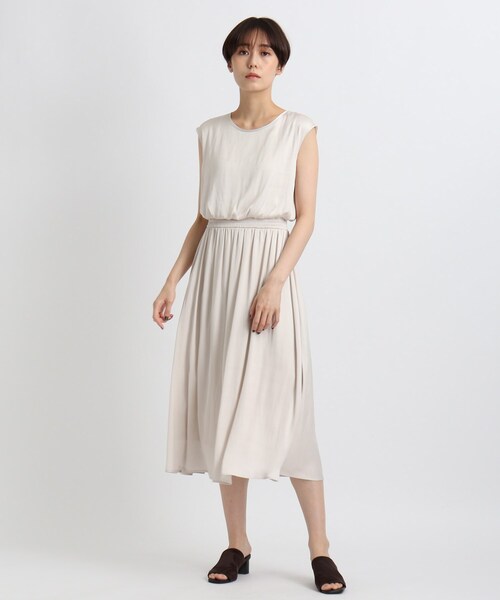 INDIVI（インディヴィ）の「◇【洗える】ドレープサテンワンピース 