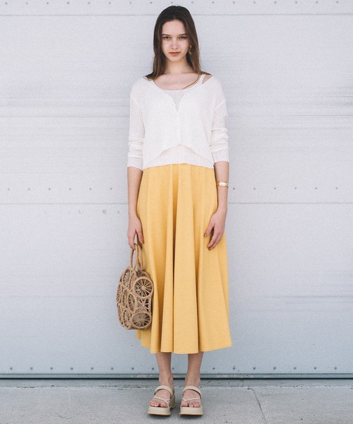 CAMILLE EAU(カミーユオー)の「センターシームサーキュラースカート(スカート・レディース・イエロー/モカ・MEDIUM)」の10枚目の写真