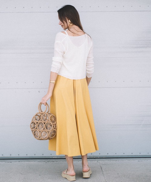 CAMILLE EAU(カミーユオー)の「センターシームサーキュラースカート(スカート・レディース・イエロー/モカ・MEDIUM)」の4枚目の写真