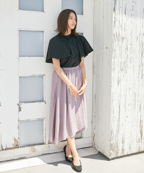 Rewde(ルゥデ)の「袖フリルバンドカラーブラウス(1R13-08151)(シャツ/ブラウス・レディース・ホワイト/ブラック・M)」の5枚目の写真