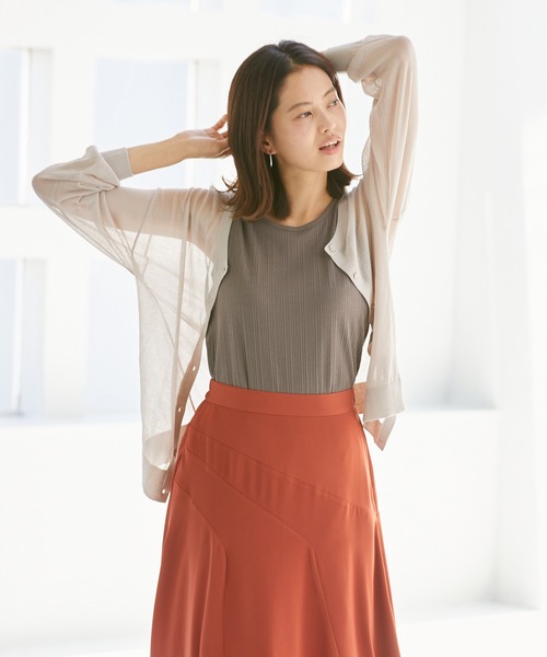 Rewde(ルゥデ)の「ベーシックシアーアンサンブル(1R11-07015)(カーディガン/ボレロ・レディース・ブラック/ベージュ/ブルー・M)」の3枚目の写真