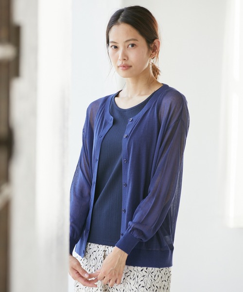 Rewde(ルゥデ)の「ベーシックシアーアンサンブル(1R11-07015)(カーディガン/ボレロ・レディース・ブラック/ベージュ/ブルー・M)」の1枚目の写真