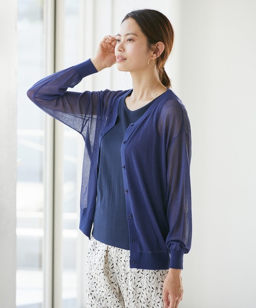 Rewde(ルゥデ)の「ベーシックシアーアンサンブル(1R11-07015)(カーディガン/ボレロ・レディース・ブラック/ベージュ/ブルー・M)」の22枚目の写真