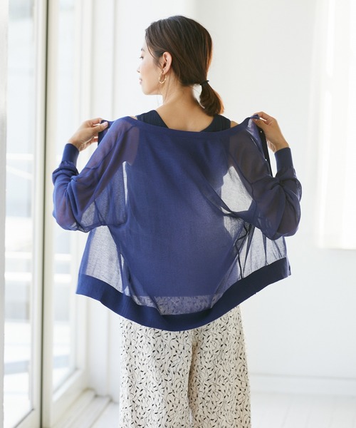 Rewde(ルゥデ)の「ベーシックシアーアンサンブル(1R11-07015)(カーディガン/ボレロ・レディース・ブラック/ベージュ/ブルー・M)」の7枚目の写真