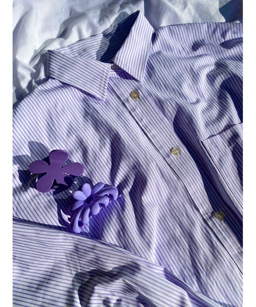 WC(ダブル シー)の「カラーストライプビッグシャツ(シャツ/ブラウス・レディース・パープル/ブルー/グリーン/ピンク・FREE)」の5枚目の写真