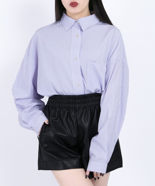 WC(ダブル シー)の「カラーストライプビッグシャツ(シャツ/ブラウス・レディース・パープル/ブルー/グリーン/ピンク・FREE)」の21枚目の写真