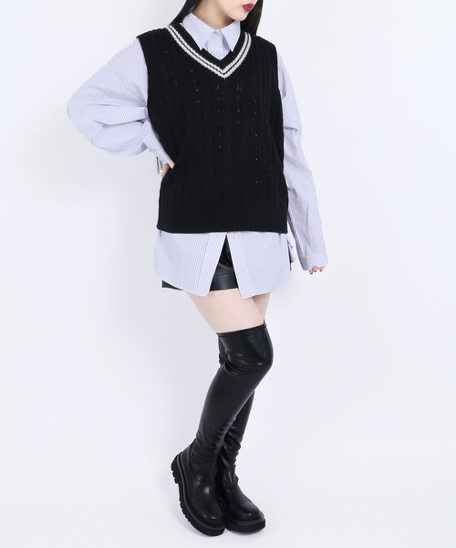 WC(ダブル シー)の「カラーストライプビッグシャツ(シャツ/ブラウス・レディース・パープル/ブルー/グリーン/ピンク・FREE)」の16枚目の写真