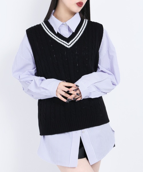 WC(ダブル シー)の「カラーストライプビッグシャツ(シャツ/ブラウス・レディース・パープル/ブルー/グリーン/ピンク・FREE)」の22枚目の写真