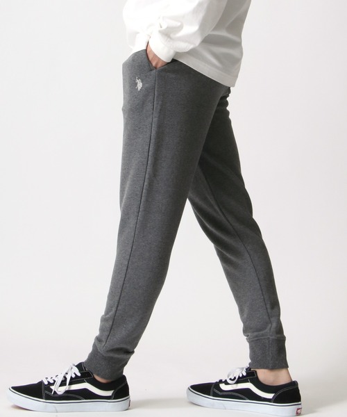 U.S. POLO ASSN.（ユーエスポロアッスン）の「U.S. POLO ASSN./ユーエスポロアッスン 別注 裏毛 ロゴ ワンポイント刺繍 スウェットパンツ/スキニー ジョガーパンツ/ルームウェア/レディース メンズ（スウェットパンツ・メンズ・チャコールグレー/ブラック/ネイビー/グレー・LL/M/L）」の11枚目の写真