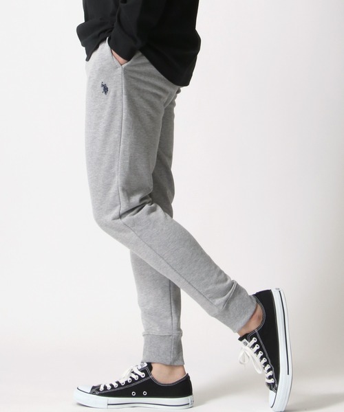 U.S. POLO ASSN.（ユーエスポロアッスン）の「U.S. POLO ASSN./ユーエスポロアッスン 別注 裏毛 ロゴ ワンポイント刺繍 スウェットパンツ/スキニー ジョガーパンツ/ルームウェア/レディース メンズ（スウェットパンツ・メンズ・チャコールグレー/ブラック/ネイビー/グレー・LL/M/L）」の15枚目の写真