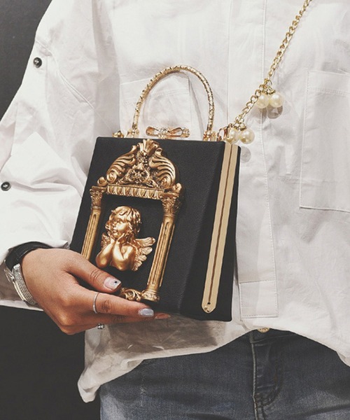 aimoha（アイモハ）の「レトロ天使ハンドバッグ（ハンドバッグ・レディース・ホワイト/ブラック/ピンク/グレー・FREE）」の3枚目の写真