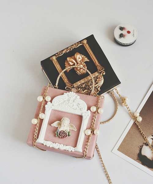 aimoha（アイモハ）の「レトロ天使ハンドバッグ（ハンドバッグ・レディース・ホワイト/ブラック/ピンク/グレー・FREE）」の20枚目の写真