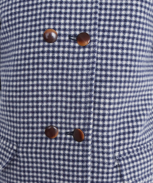 CHILD WOMAN（チャイルドウーマン）の「ギンガムモッサー　ノーカラーダブルボタンコート（ノーカラーコート・レディース・レッド/ブルー・FREE）」の16枚目の写真