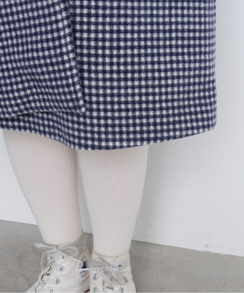 CHILD WOMAN（チャイルドウーマン）の「ギンガムモッサー　ノーカラーダブルボタンコート（ノーカラーコート・レディース・レッド/ブルー・FREE）」の19枚目の写真