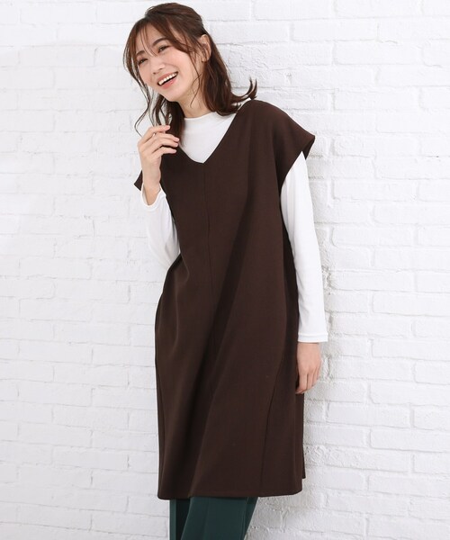 SHOO・LA・RUE(シューラルー)の「◆【2点セット】ウール調フレンチスリーブジャンドレセット(スカート・レディース・ライトブルー/ブラック/ダークブラウン/ベージュ・02/03/04)」の3枚目の写真