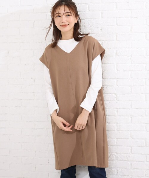 SHOO・LA・RUE(シューラルー)の「◆【2点セット】ウール調フレンチスリーブジャンドレセット(スカート・レディース・ライトブルー/ブラック/ダークブラウン/ベージュ・02/03/04)」の4枚目の写真