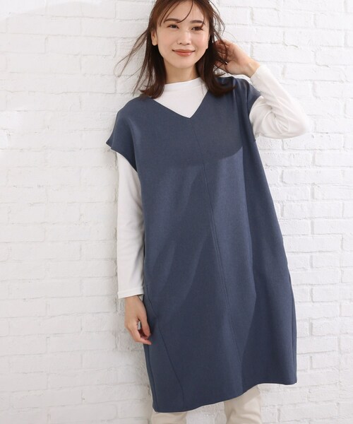 SHOO・LA・RUE(シューラルー)の「◆【2点セット】ウール調フレンチスリーブジャンドレセット(スカート・レディース・ライトブルー/ブラック/ダークブラウン/ベージュ・02/03/04)」の1枚目の写真