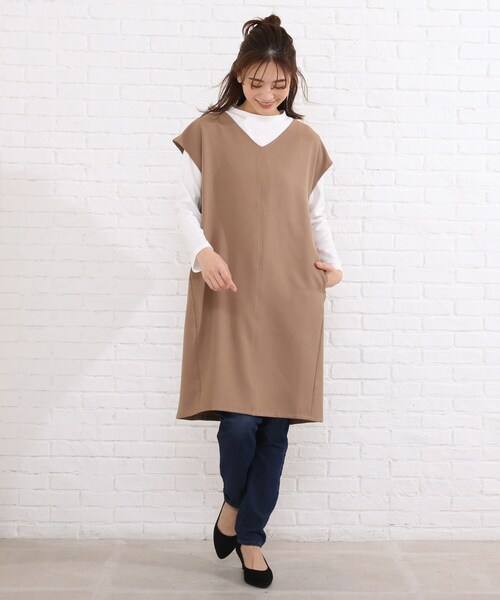 SHOO・LA・RUE(シューラルー)の「◆【2点セット】ウール調フレンチスリーブジャンドレセット(スカート・レディース・ライトブルー/ブラック/ダークブラウン/ベージュ・02/03/04)」の8枚目の写真