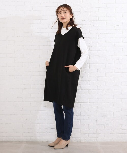 SHOO・LA・RUE(シューラルー)の「◆【2点セット】ウール調フレンチスリーブジャンドレセット(スカート・レディース・ライトブルー/ブラック/ダークブラウン/ベージュ・02/03/04)」の5枚目の写真