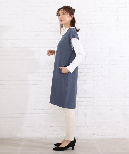 SHOO・LA・RUE(シューラルー)の「◆【2点セット】ウール調フレンチスリーブジャンドレセット(スカート・レディース・ライトブルー/ブラック/ダークブラウン/ベージュ・02/03/04)」の22枚目の写真