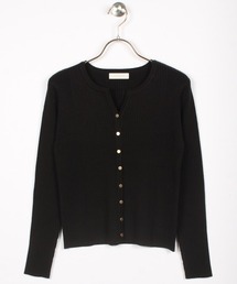 キーネックヒートリブニットカーディガン