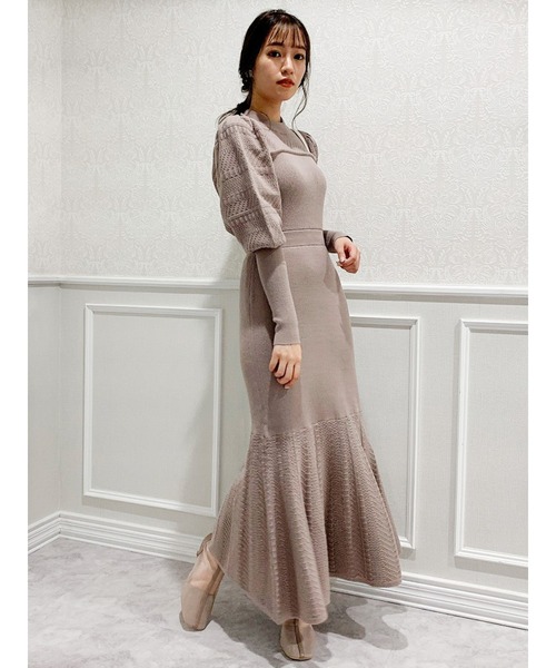 dazzlin（ダズリン）の「クロシェオープンポイントニットワンピース（ワンピース・レディース・ブラック/ベージュ/アイボリー・FREE）」の3枚目の写真