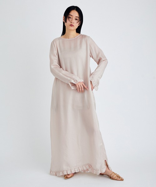 PROVOKE （プロヴォーク）の「【provoke for ADAM ET ROPE'】別注キュプラフリルワンピース（ワンピース・レディース・ブラック/オフホワイト/ラベンダー・FREE）」の4枚目の写真