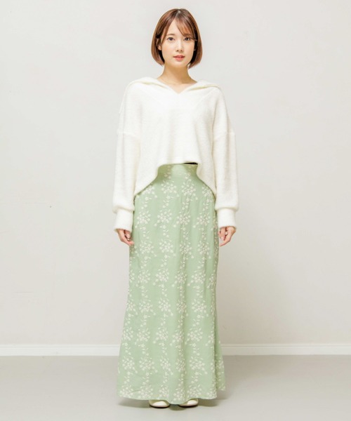 flower（フラワー）の「セーラーニットトップ（ニット/セーター・レディース・ホワイト/カーキ・FREE）」の5枚目の写真