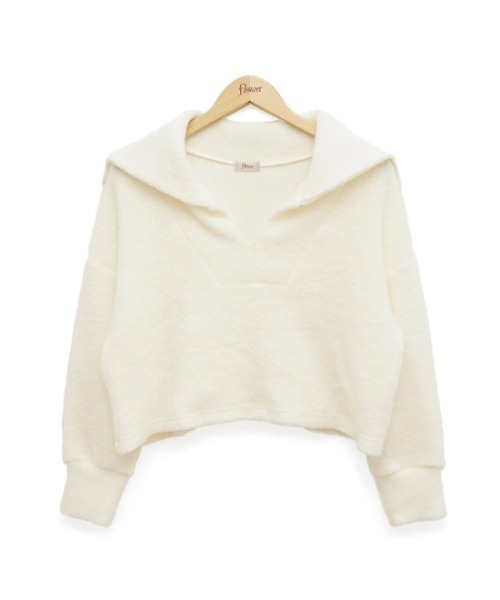 flower（フラワー）の「セーラーニットトップ（ニット/セーター・レディース・ホワイト/カーキ・FREE）」の12枚目の写真