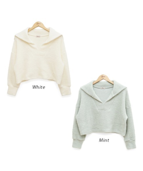 flower（フラワー）の「セーラーニットトップ（ニット/セーター・レディース・ホワイト/カーキ・FREE）」の11枚目の写真