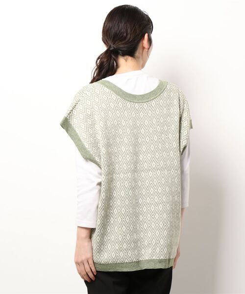 sango（sango）の「ダイヤ柄ジャガードニットベスト（ベスト・レディース・ブラウン/グレー/オリーブ・FREE）」の12枚目の写真