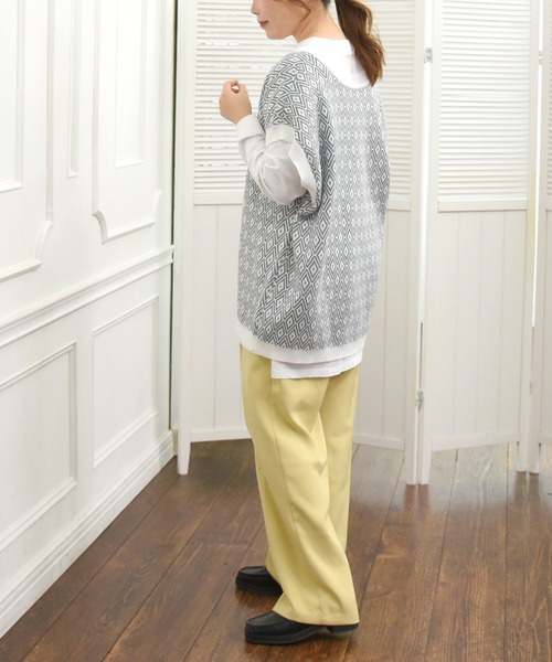 sango（sango）の「ダイヤ柄ジャガードニットベスト（ベスト・レディース・ブラウン/グレー/オリーブ・FREE）」の10枚目の写真