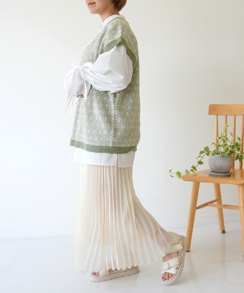 sango（sango）の「ダイヤ柄ジャガードニットベスト（ベスト・レディース・ブラウン/グレー/オリーブ・FREE）」の19枚目の写真