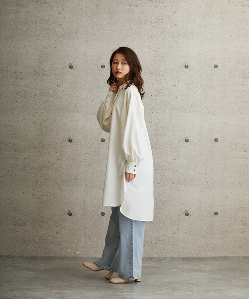 L.H.P(エルエイチピー)の「courage/クラージュ/レギュラーカラービックシャツワンピース(シャツ/ブラウス・レディース・ホワイト/ブラック/ベージュ/イエロー・FREE)」の9枚目の写真