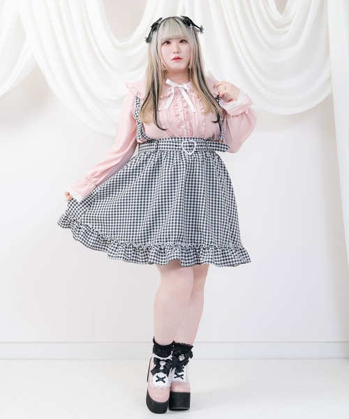 DearMyLoveWhip(ディアマイラブホイップ)の「ストーンバックルサスフリルスカート(スカート・レディース・チェック/ブラック/ピンク・XXXX-LARGE/XXX-LARGE)」の11枚目の写真